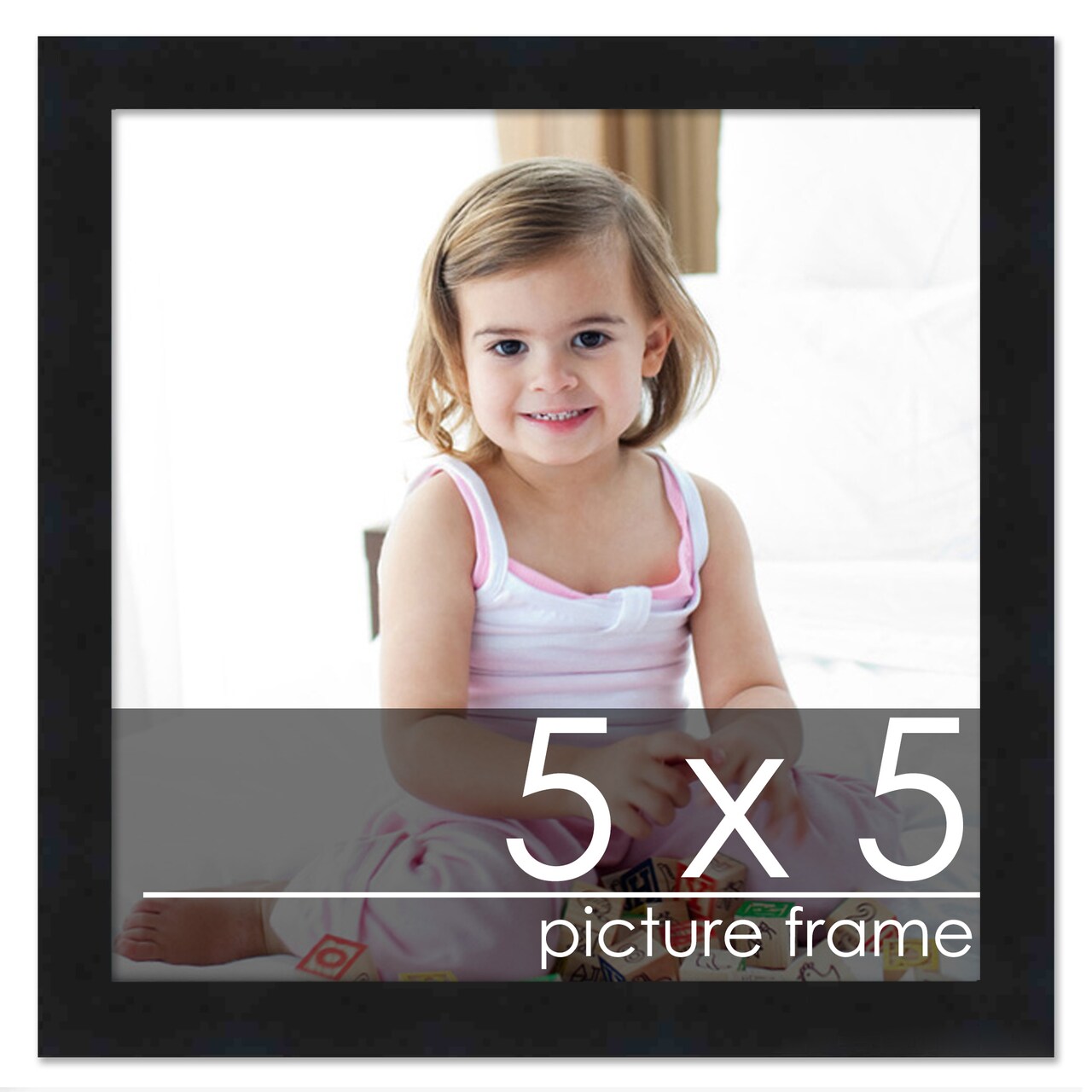 Square Simple Black Picture Frame - UV Acrylic, Foam Board Backing, Hanging Hardware